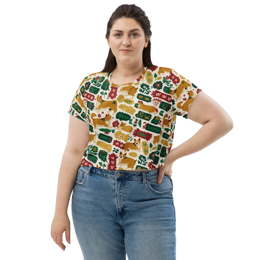 Corgi Conservatory on Crop Tee — Front