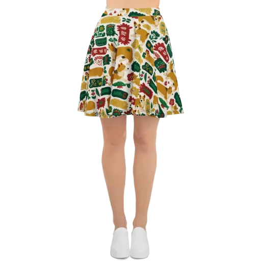 Corgi Conservatory on a Skater Skirt