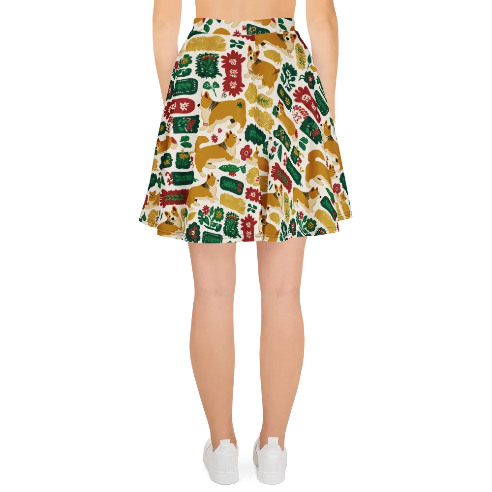 Corgi Conservatory on Skater Skirt — Back