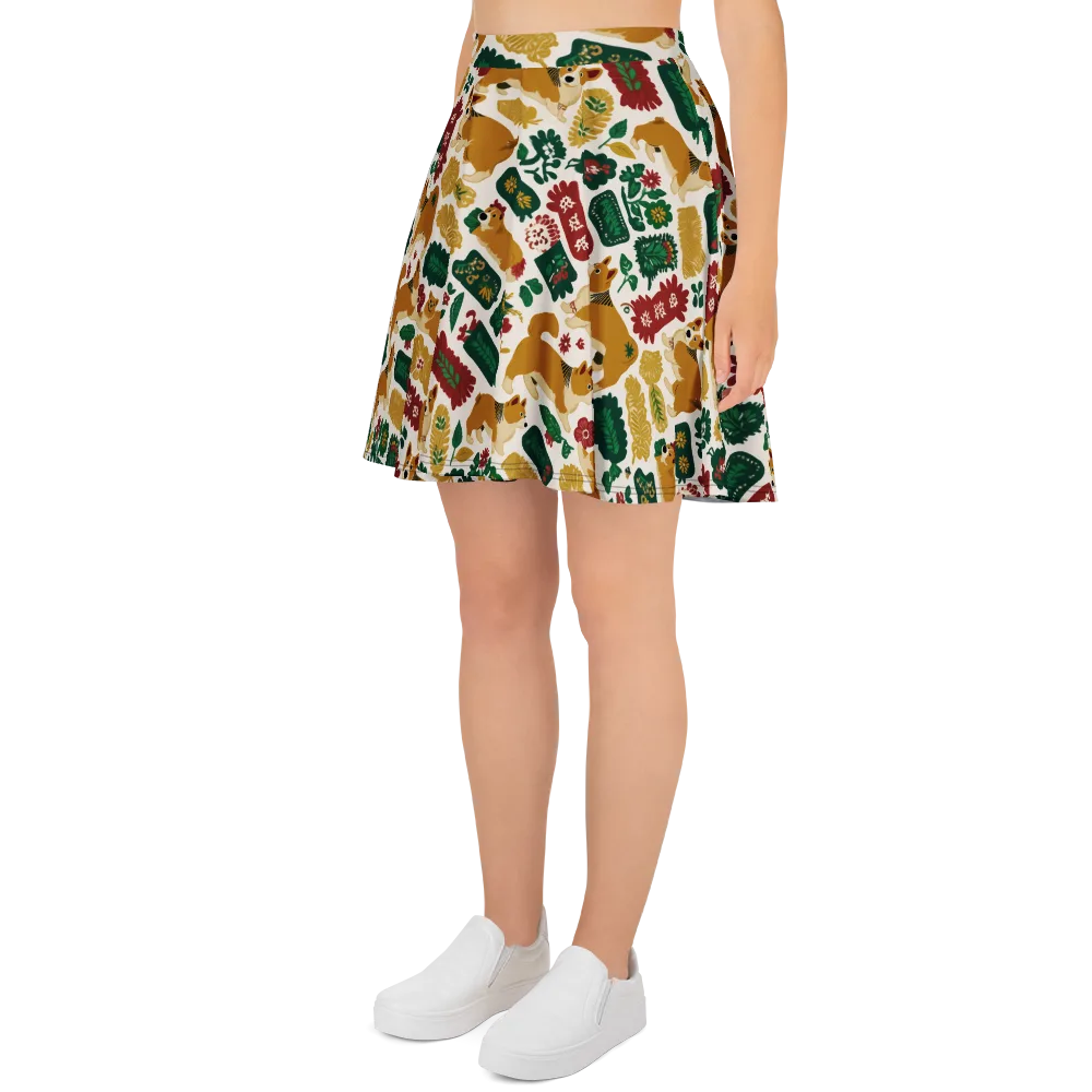 Corgi Conservatory on Skater Skirt — Left