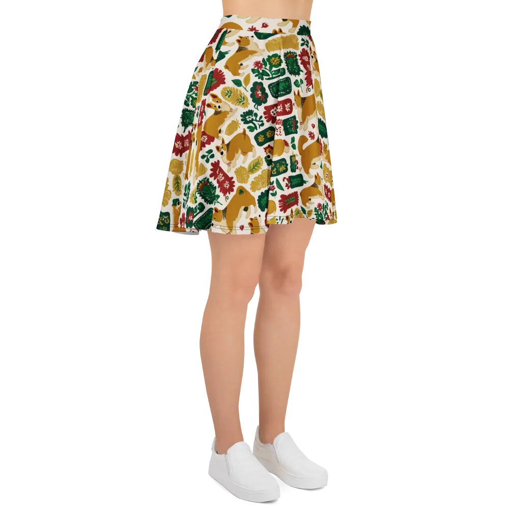 Corgi Conservatory on Skater Skirt — Right