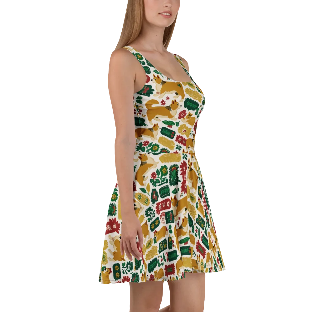 Corgi Conservatory on Skater Dress — Right