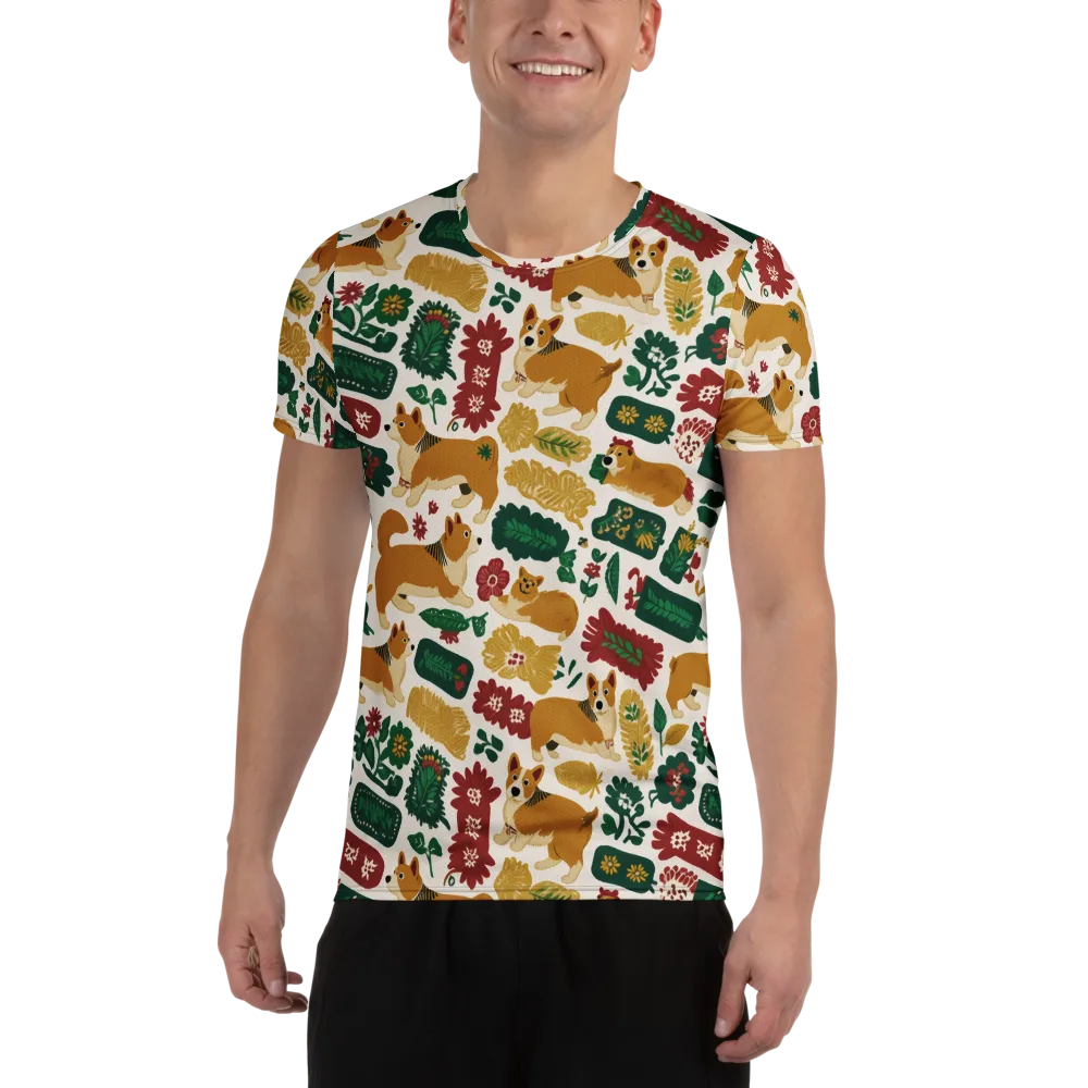 Corgi Conservatory on Men's Athletic T-Shirt — Front