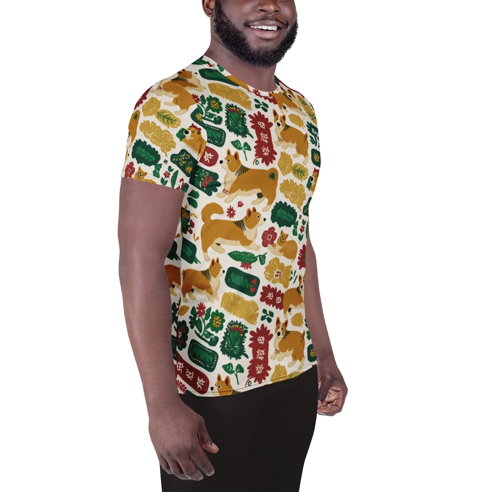Corgi Conservatory on Men's Athletic T-Shirt — Right