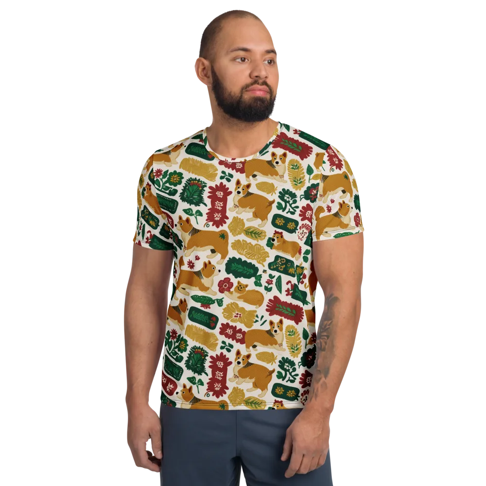 Corgi Conservatory on Men's Athletic T-Shirt — Front