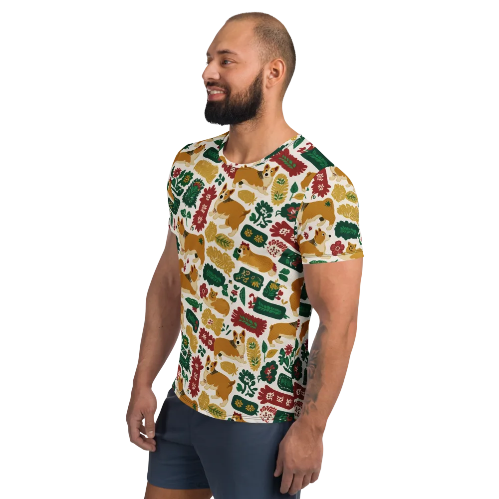 Corgi Conservatory on Men's Athletic T-Shirt — Left