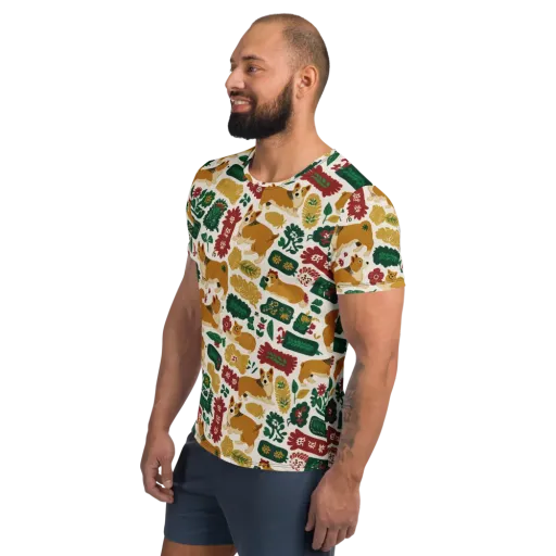Corgi Conservatory on a Men's Athletic T-Shirt