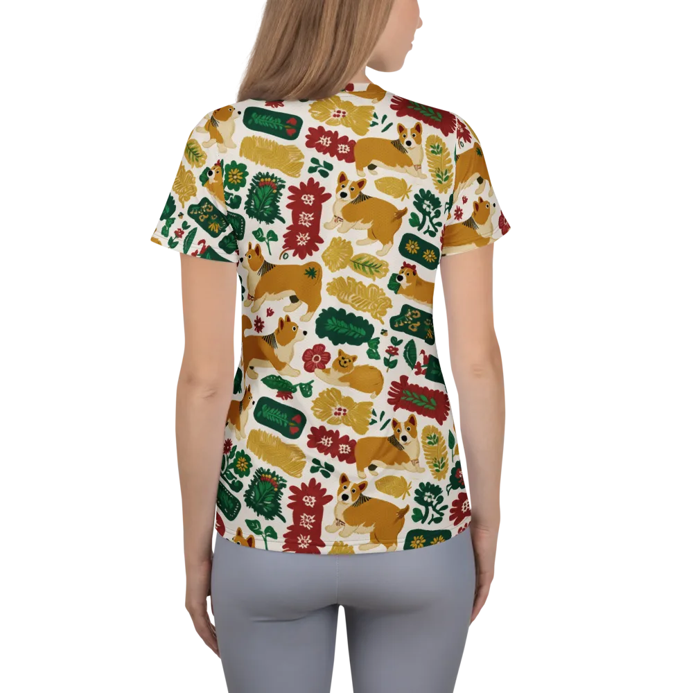Corgi Conservatory on Women's Athletic T-Shirt — Back