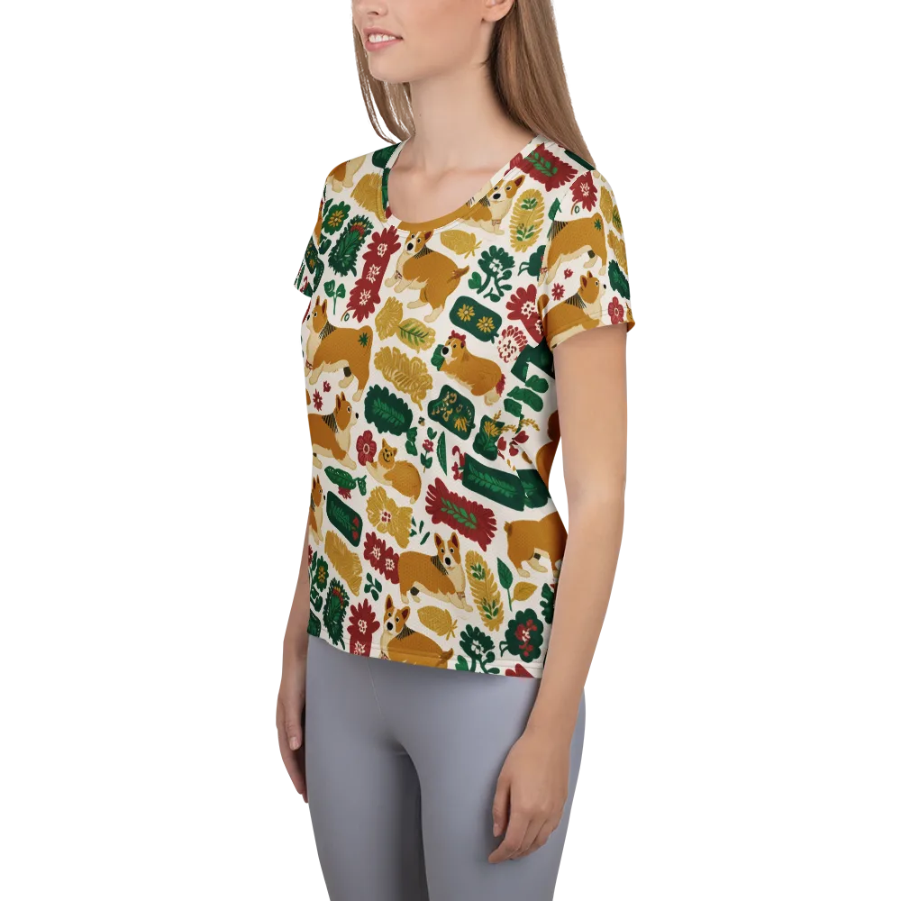 Corgi Conservatory on Women's Athletic T-Shirt — Left