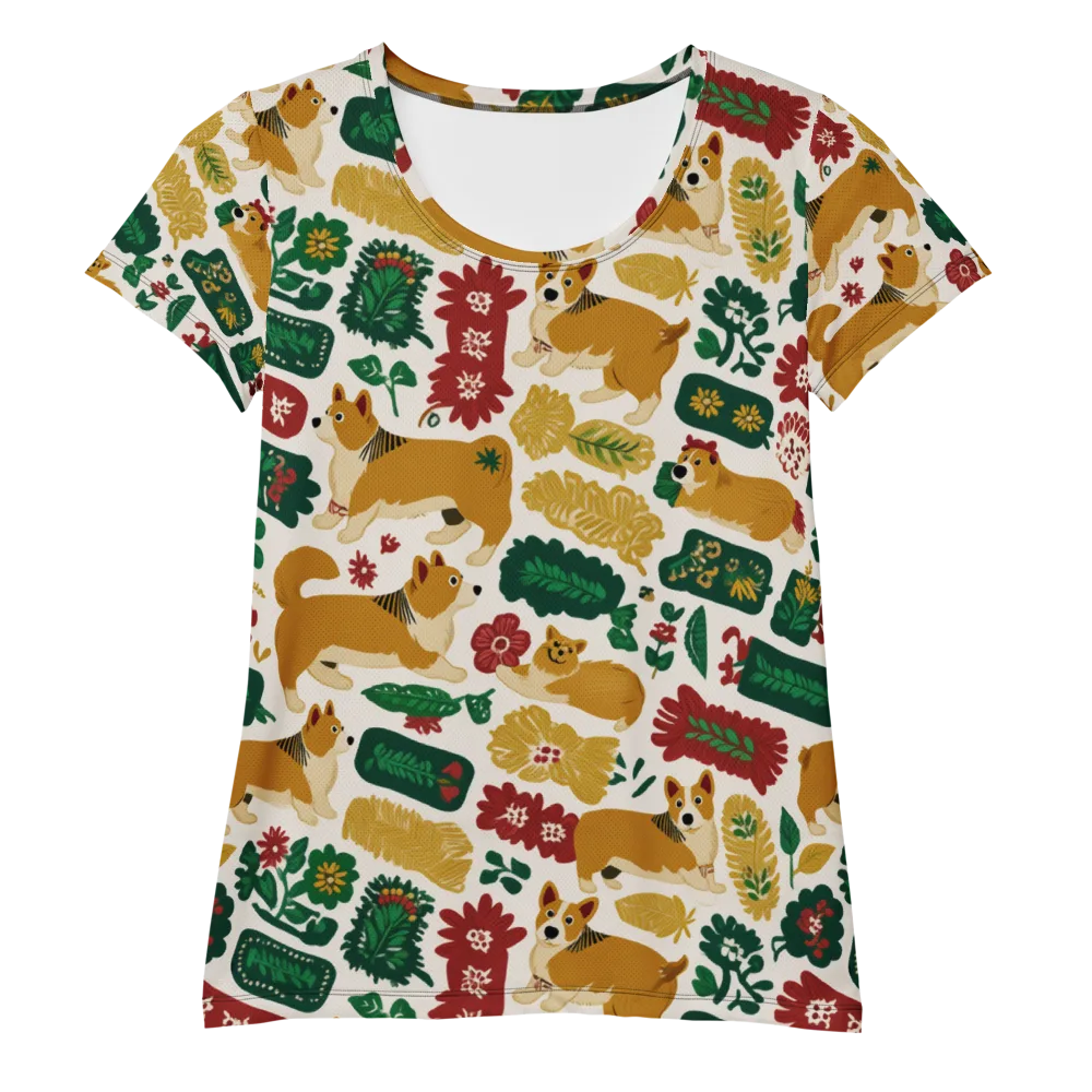 Corgi Conservatory on Women's Athletic T-Shirt — Front