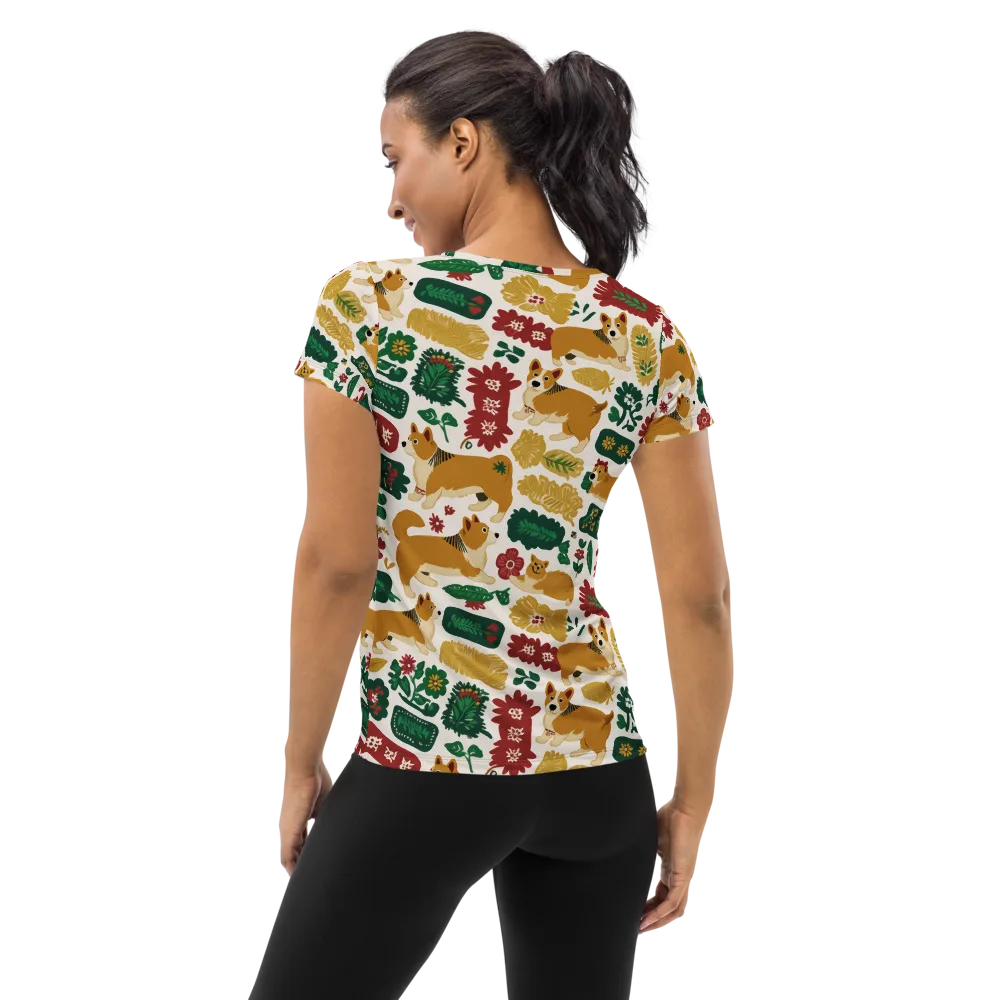 Corgi Conservatory on Women's Athletic T-Shirt — Back