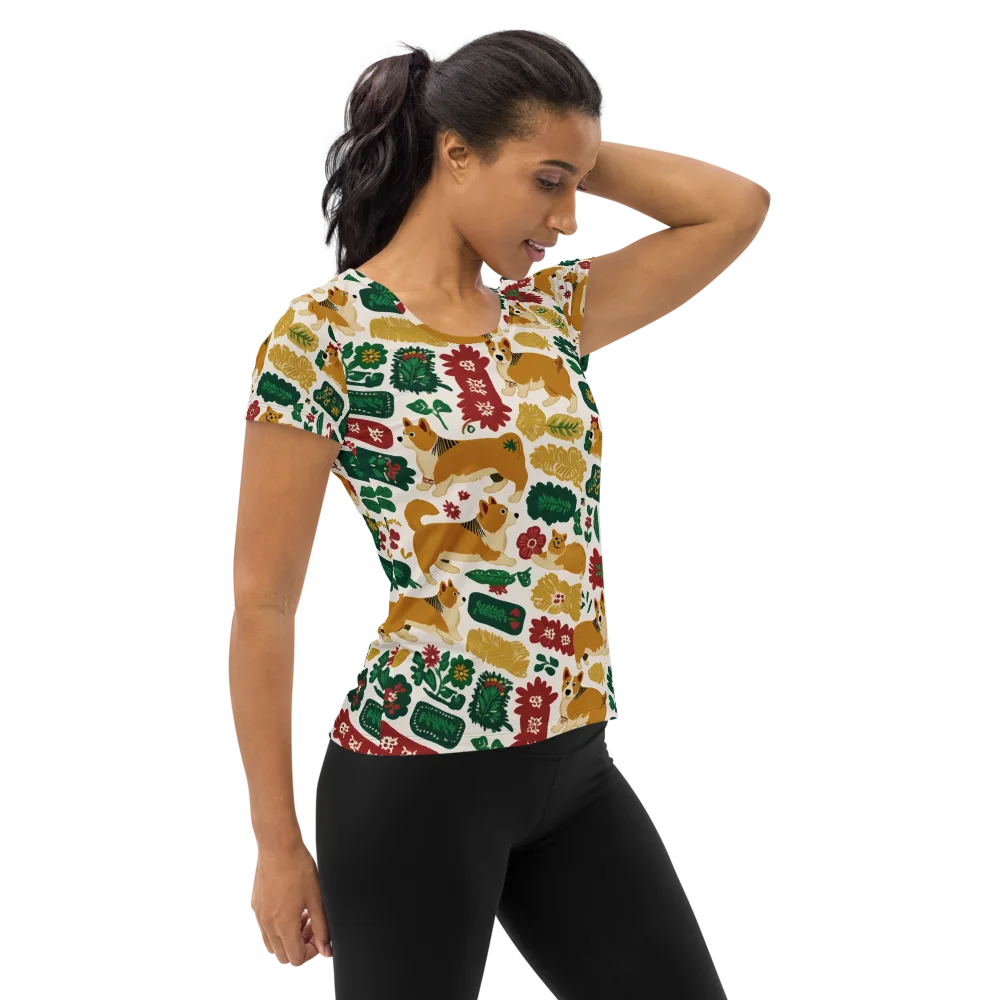 Corgi Conservatory on Women's Athletic T-Shirt — Right