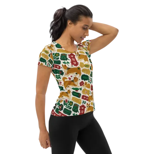 Corgi Conservatory on a Women's Athletic T-Shirt