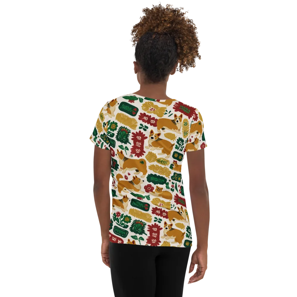 Corgi Conservatory on Women's Athletic T-Shirt — Back