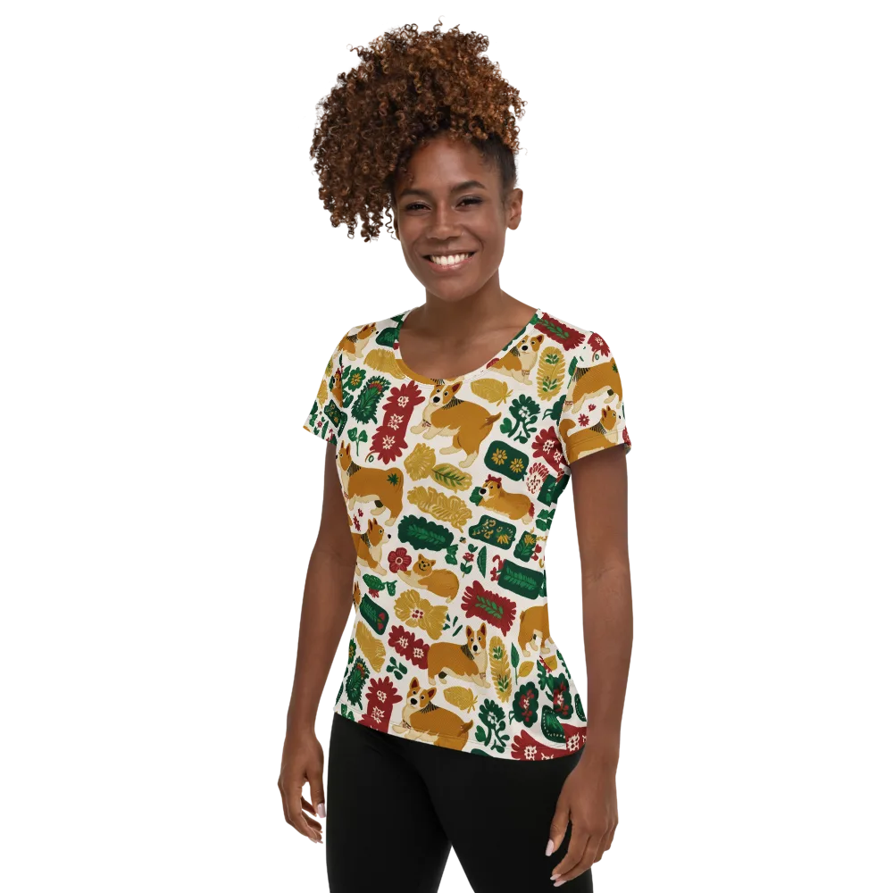 Corgi Conservatory on Women's Athletic T-Shirt — Left