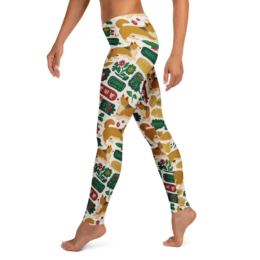 Corgi Conservatory on Leggings — Left