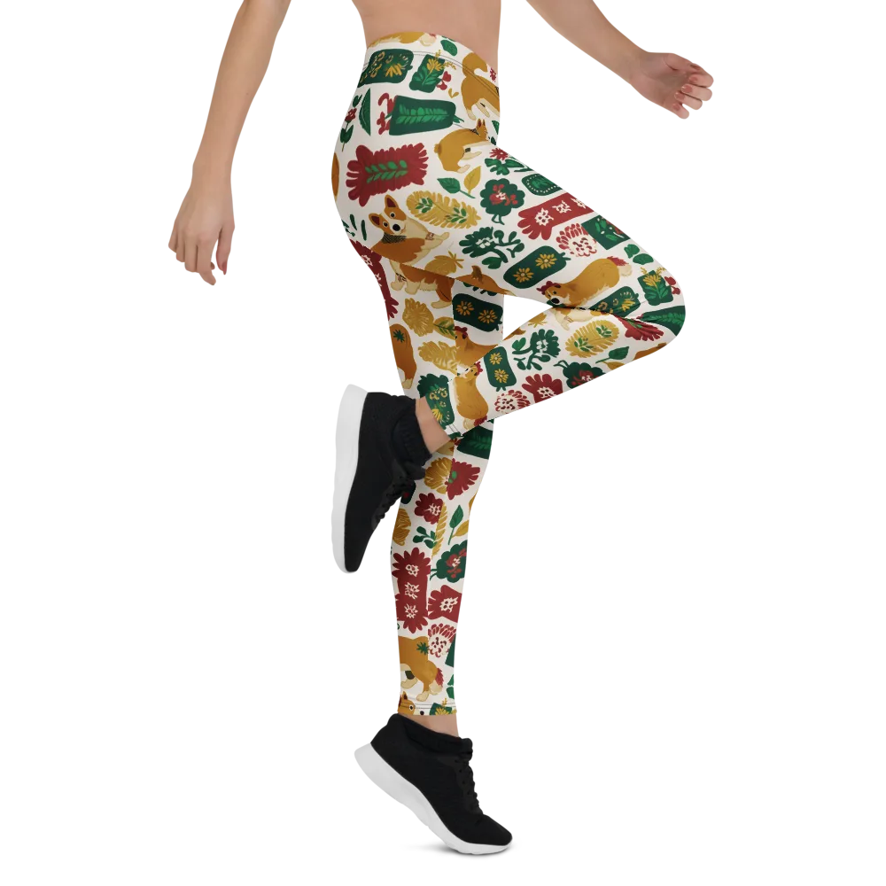 Corgi Conservatory on Leggings — Right