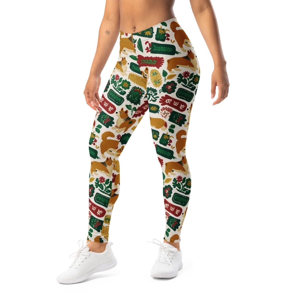 Corgi Conservatory on Leggings — Left Front