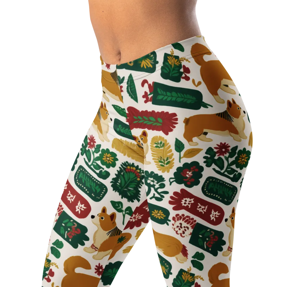 Corgi Conservatory on Leggings — Left Front