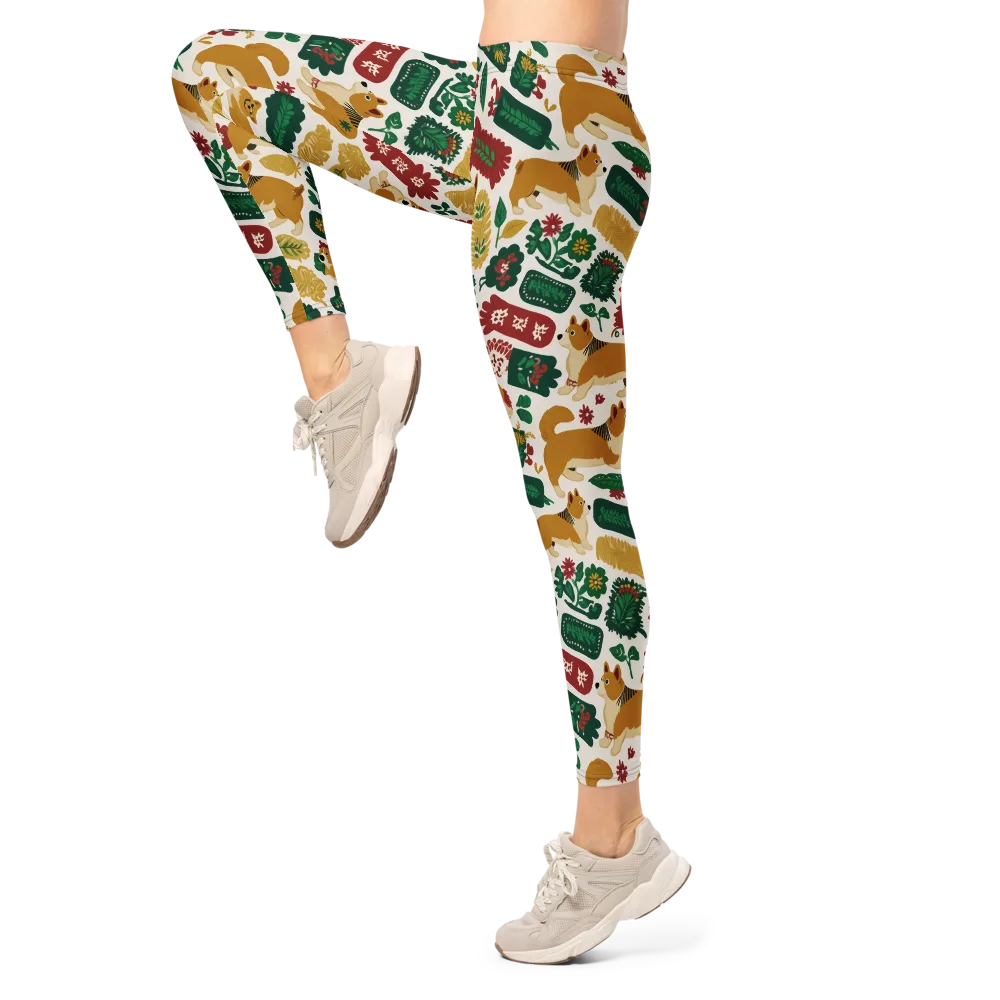 Corgi Conservatory on Leggings — Left