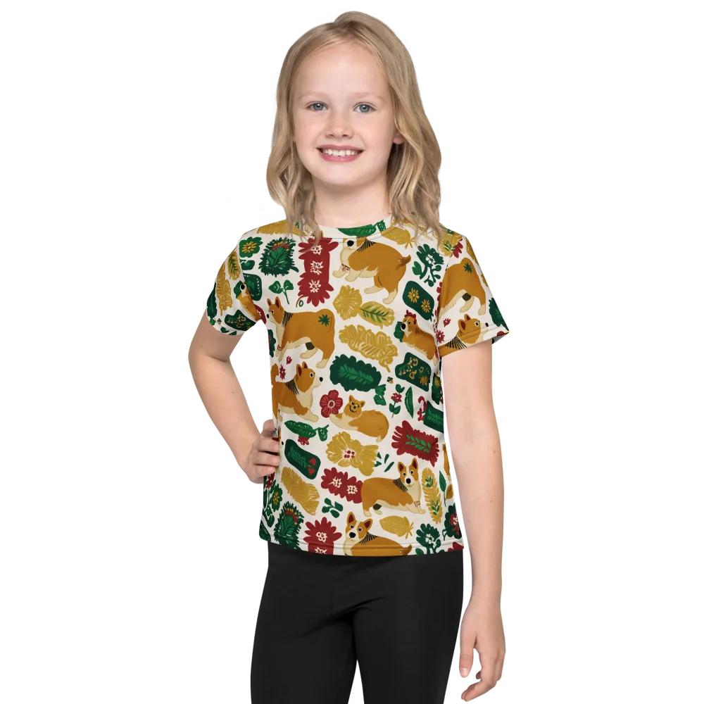 Corgi Conservatory on Kids Crew Neck T-Shirt — Front