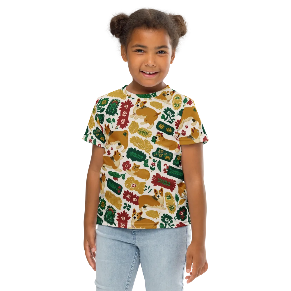 Corgi Conservatory on Kids Crew Neck T-Shirt — Front