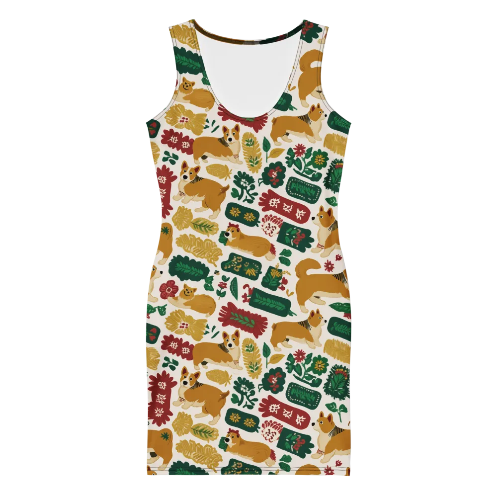 Corgi Conservatory on Bodycon Dress — Front
