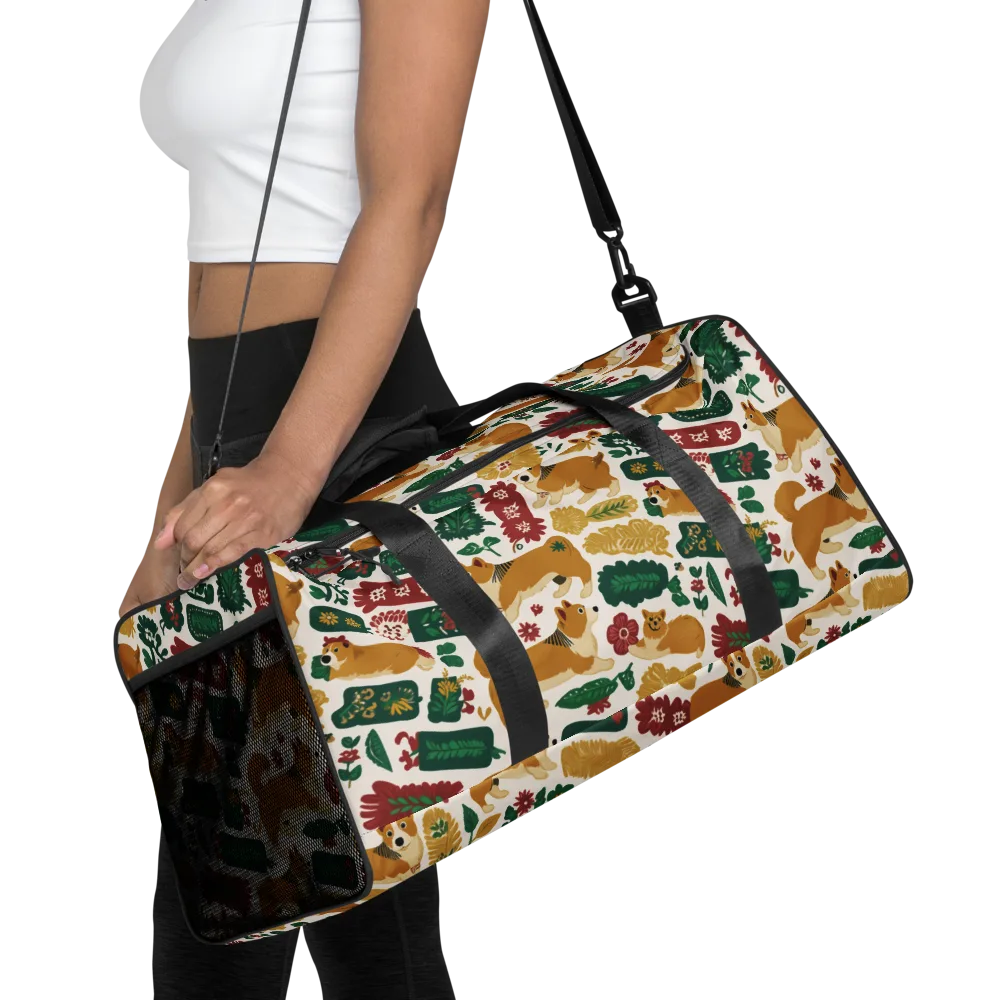 Corgi Conservatory on Duffle Bag — Front