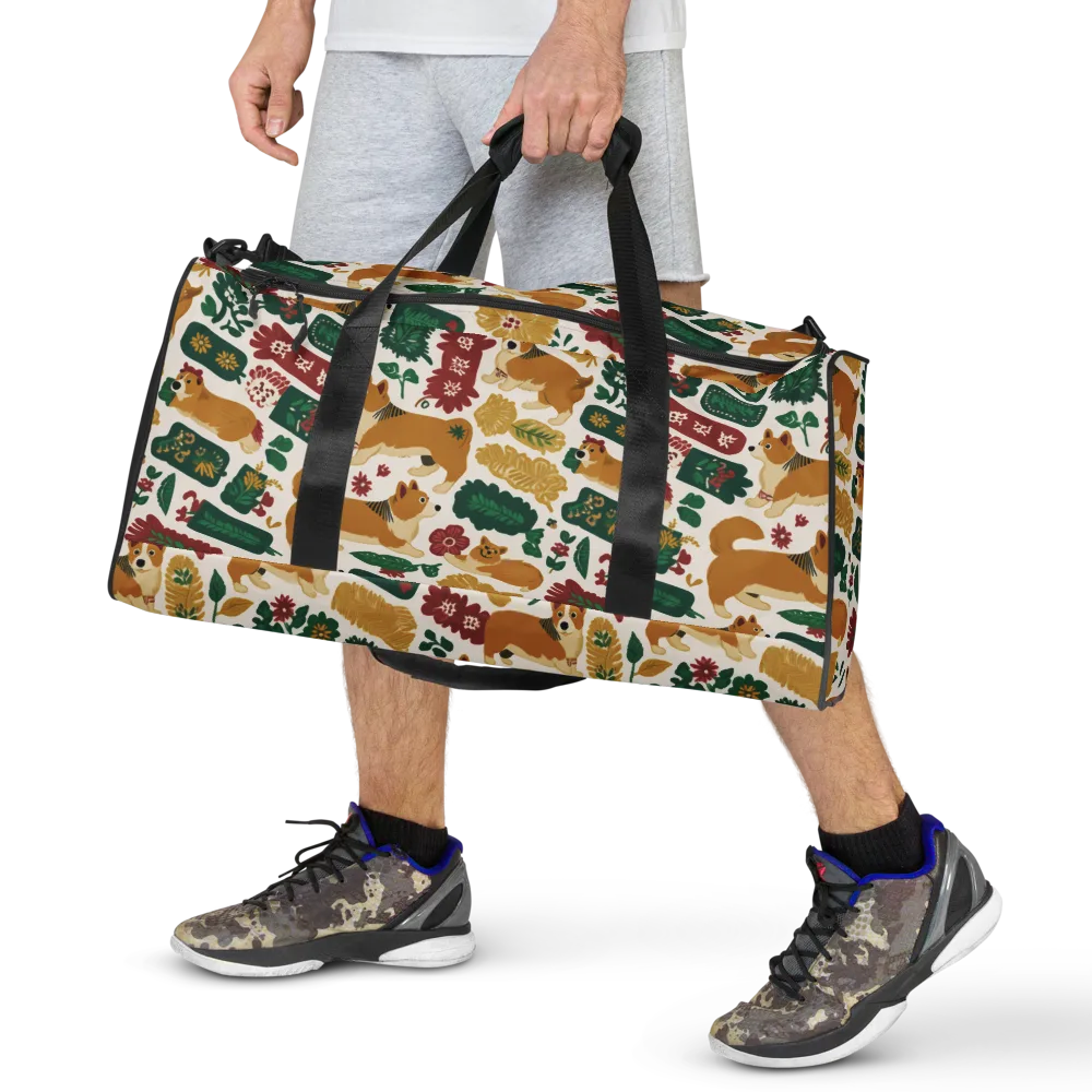 Corgi Conservatory on Duffle Bag — Front