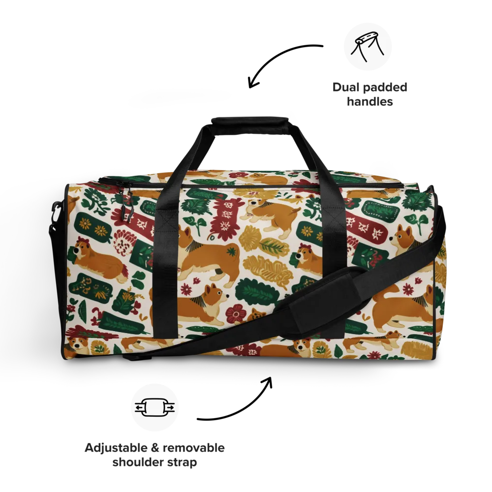 Corgi Conservatory on Duffle Bag — Front