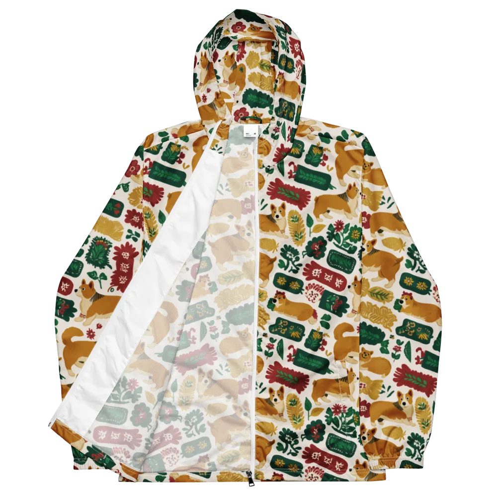 Corgi Conservatory on Men's Windbreaker — Front
