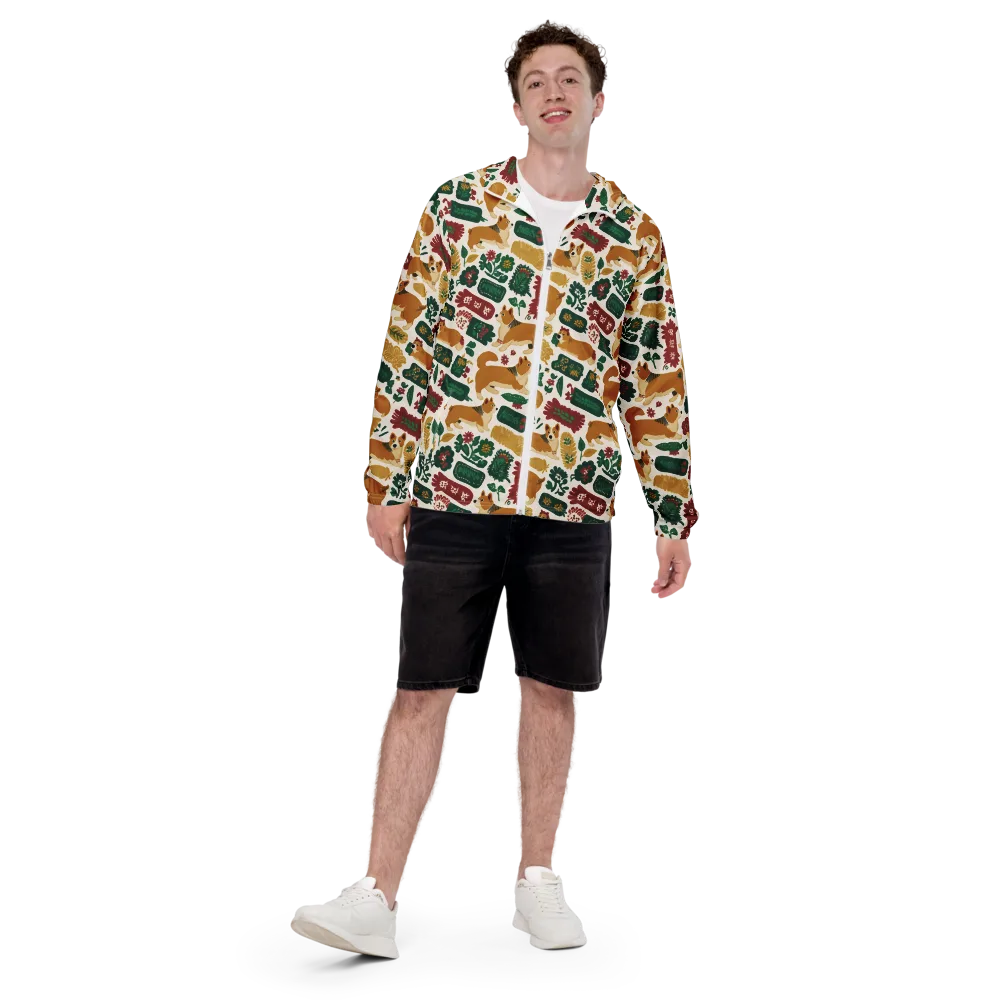 Corgi Conservatory on Men's Windbreaker — Front