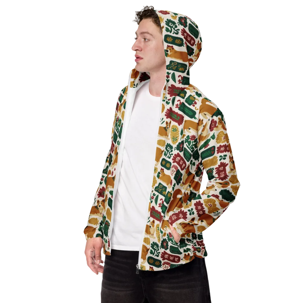 Corgi Conservatory on Men's Windbreaker — Left Front