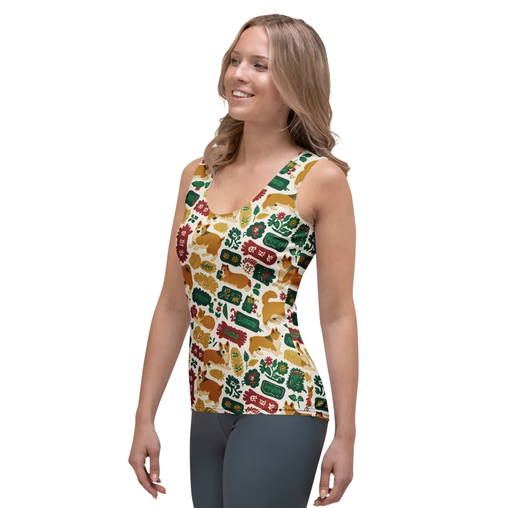 Corgi Conservatory on Women's Tank Top — Left Front
