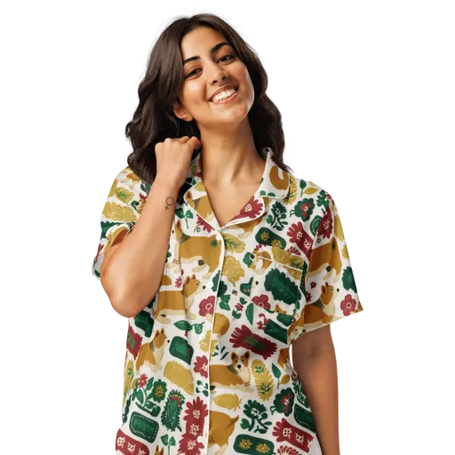 Corgi Conservatory on a Women's Short Sleeve Pajama Top
