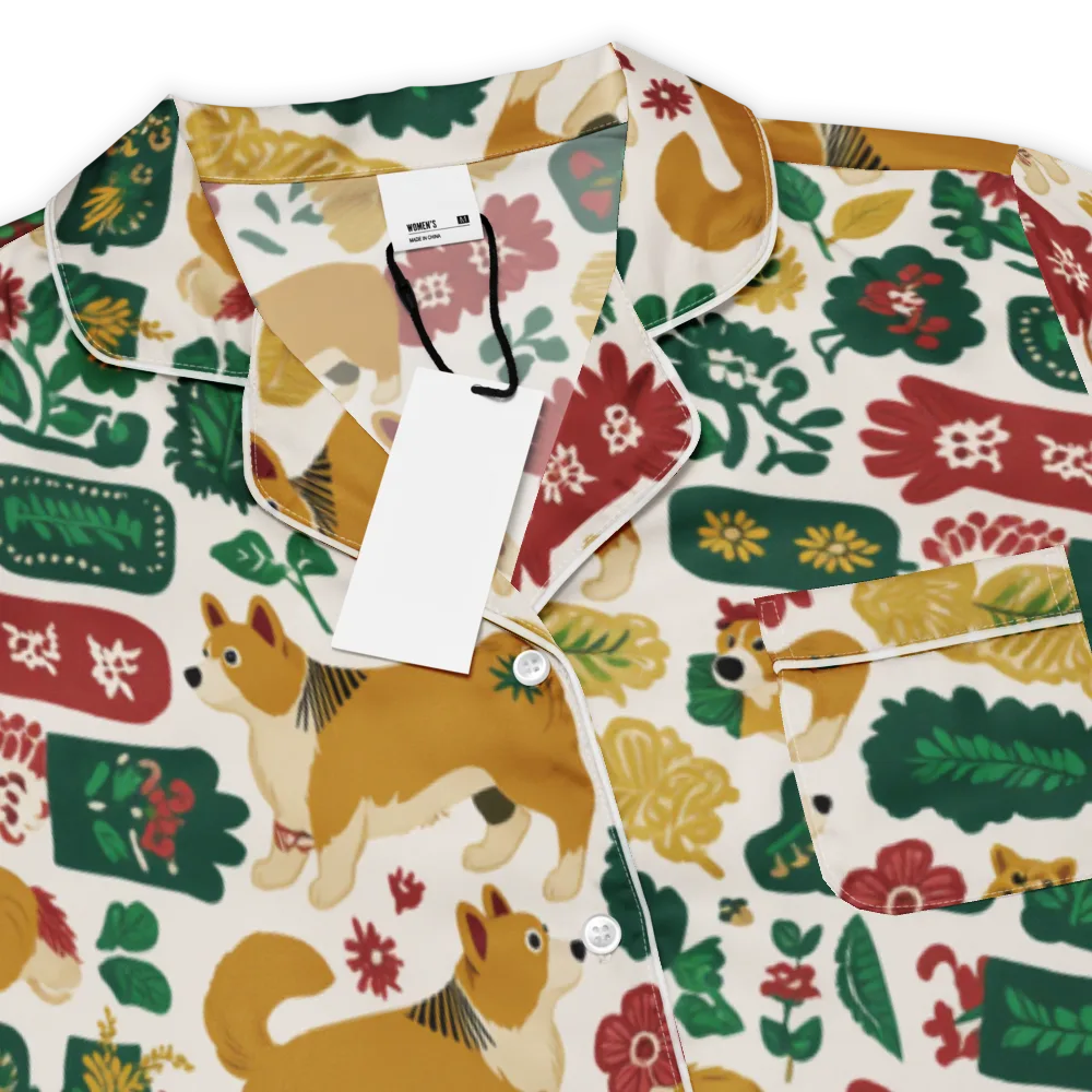 Corgi Conservatory on Women's Short Sleeve Pajama Top — Product details