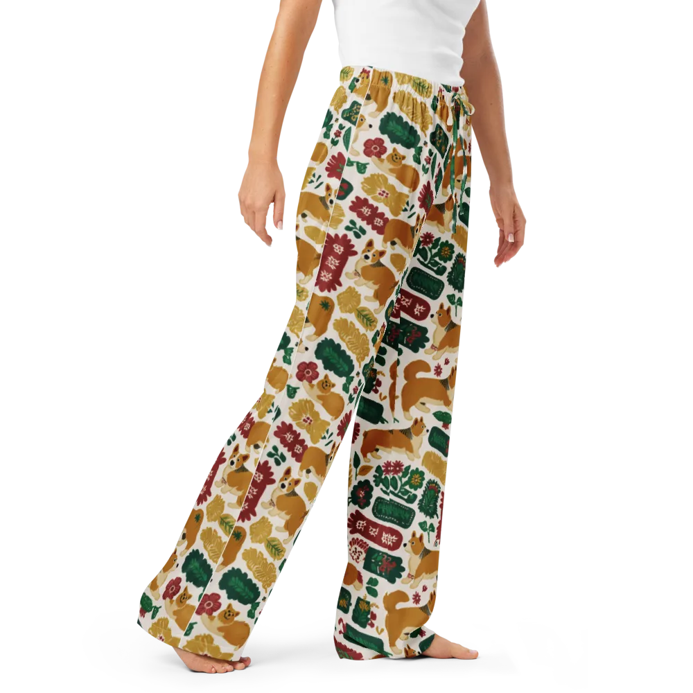 Corgi Conservatory on Women's Pajama Pants — Right Front