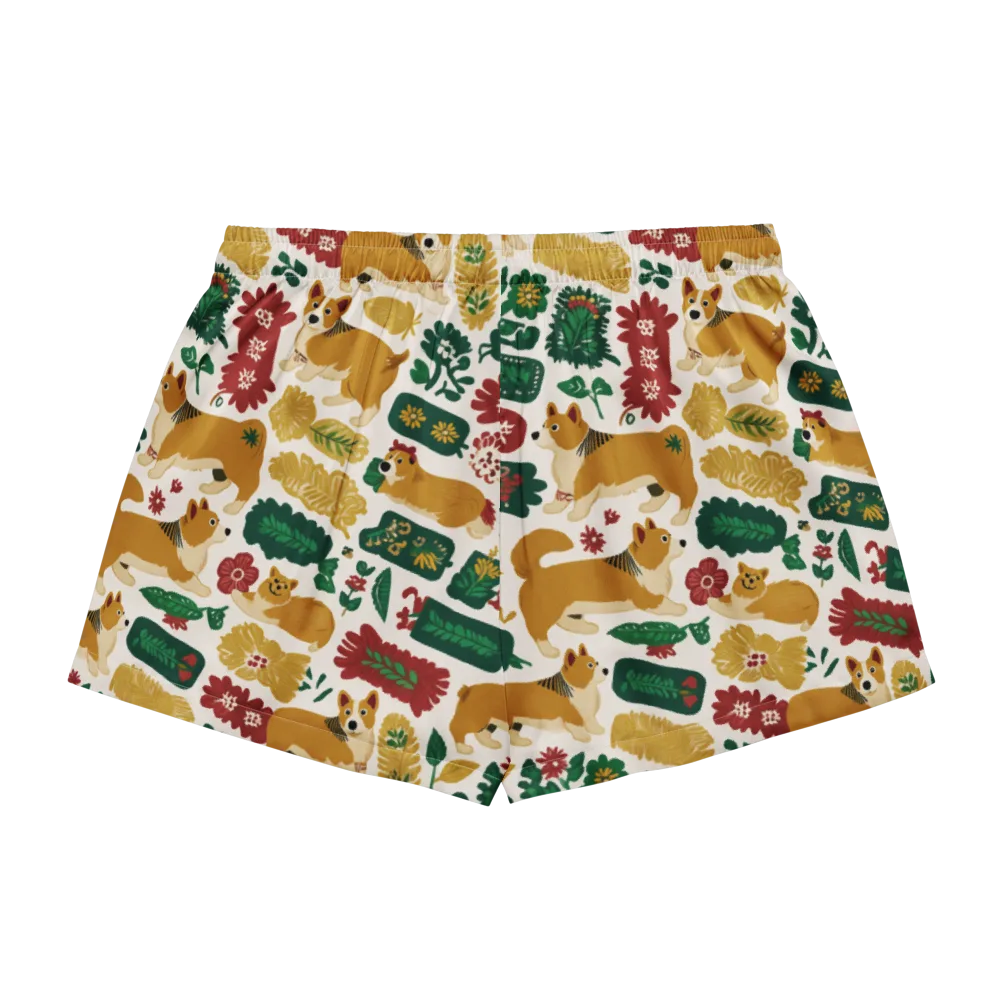 Corgi Conservatory on Women's Pajama Shorts — Back