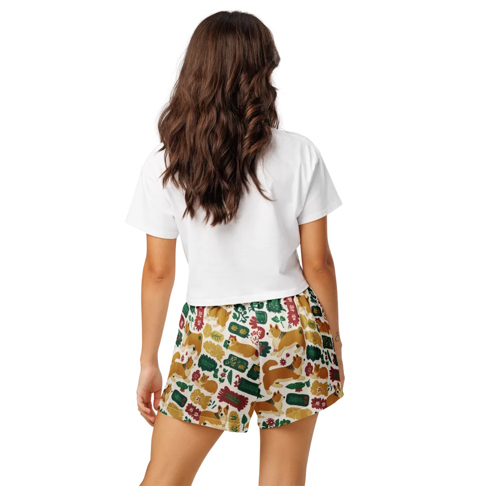 Corgi Conservatory on Women's Pajama Shorts — Back
