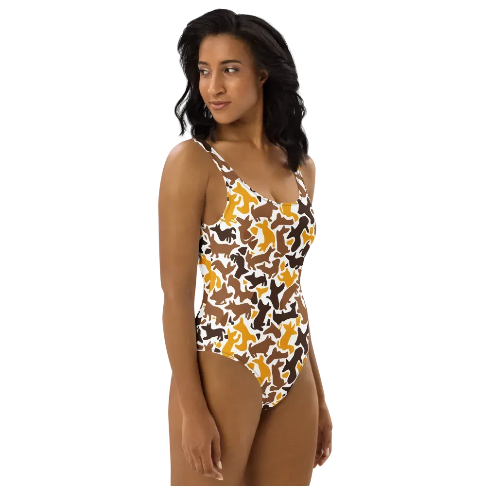 Amber Menagerie on One-Piece Swimsuit — Right