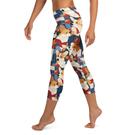 Corgi Color Theory on a Capri Leggings