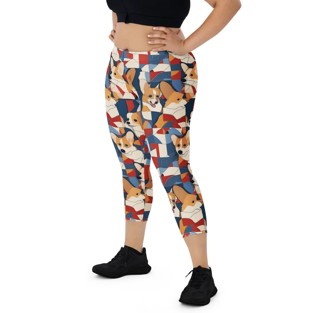 Corgi Color Theory on Capri Leggings — Front