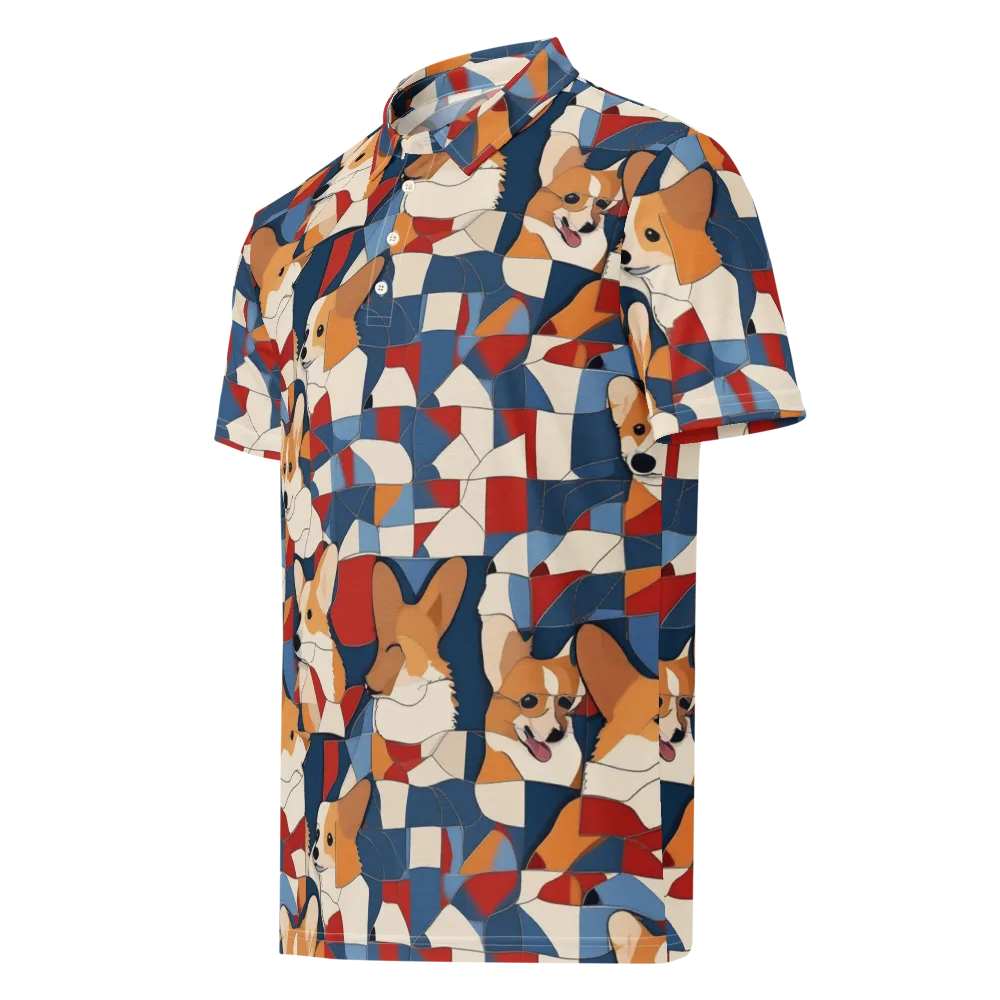 Corgi Color Theory on Men's Slim Fit Polo Shirt — Left Front