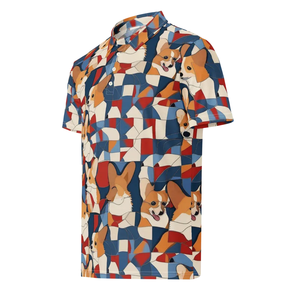 Corgi Color Theory on Men's Slim Fit Polo Shirt — Left Front
