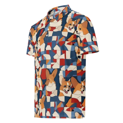 Corgi Color Theory on a Men's Slim Fit Polo Shirt