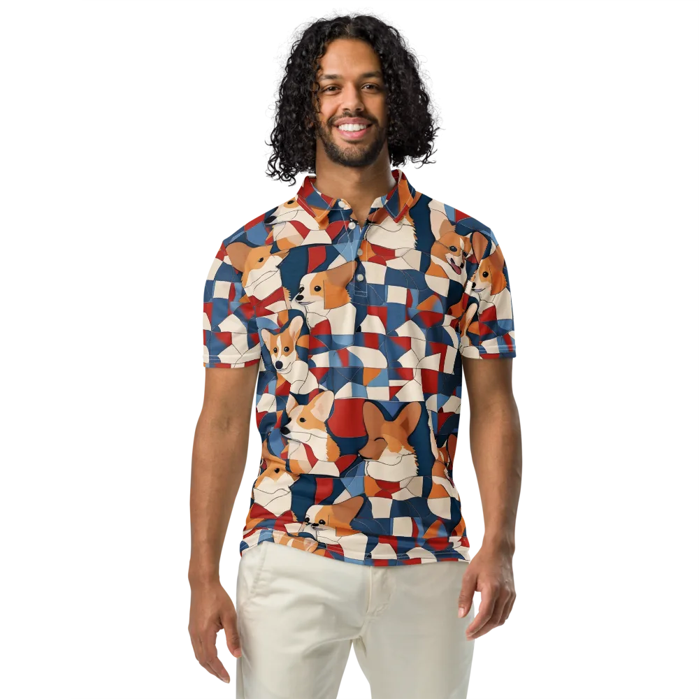 Corgi Color Theory on Men's Slim Fit Polo Shirt — Front