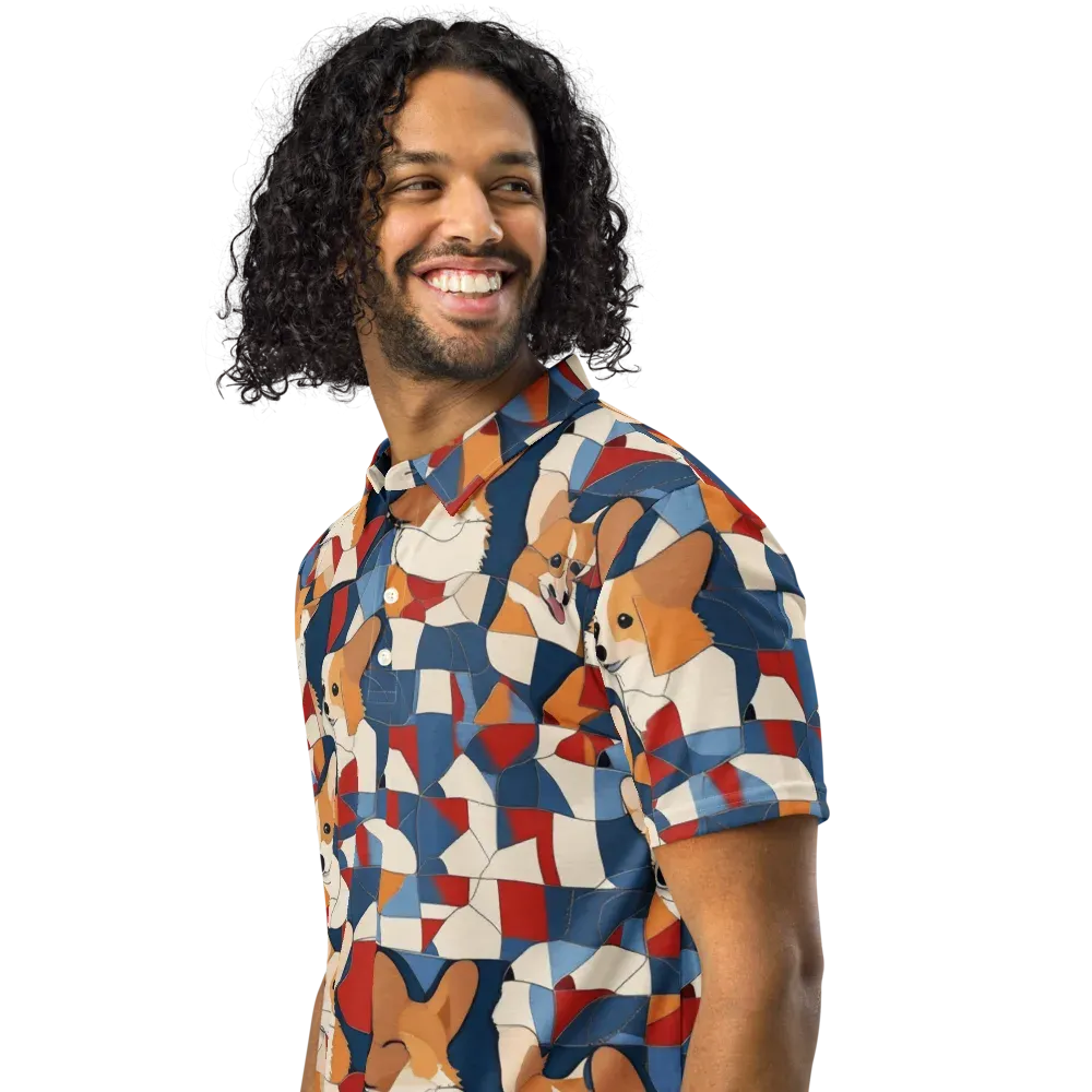 Corgi Color Theory on Men's Slim Fit Polo Shirt — Left Front