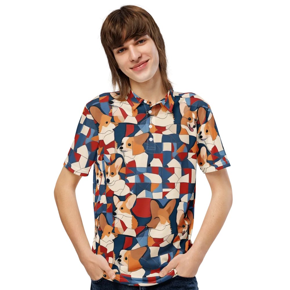 Corgi Color Theory on Men's Slim Fit Polo Shirt — Front