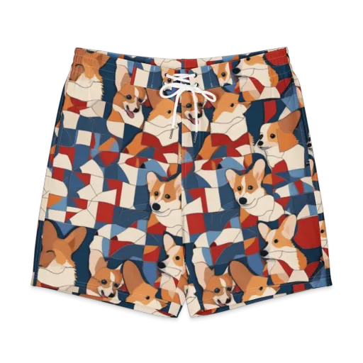 Corgi Color Theory on a Men's Board Shorts