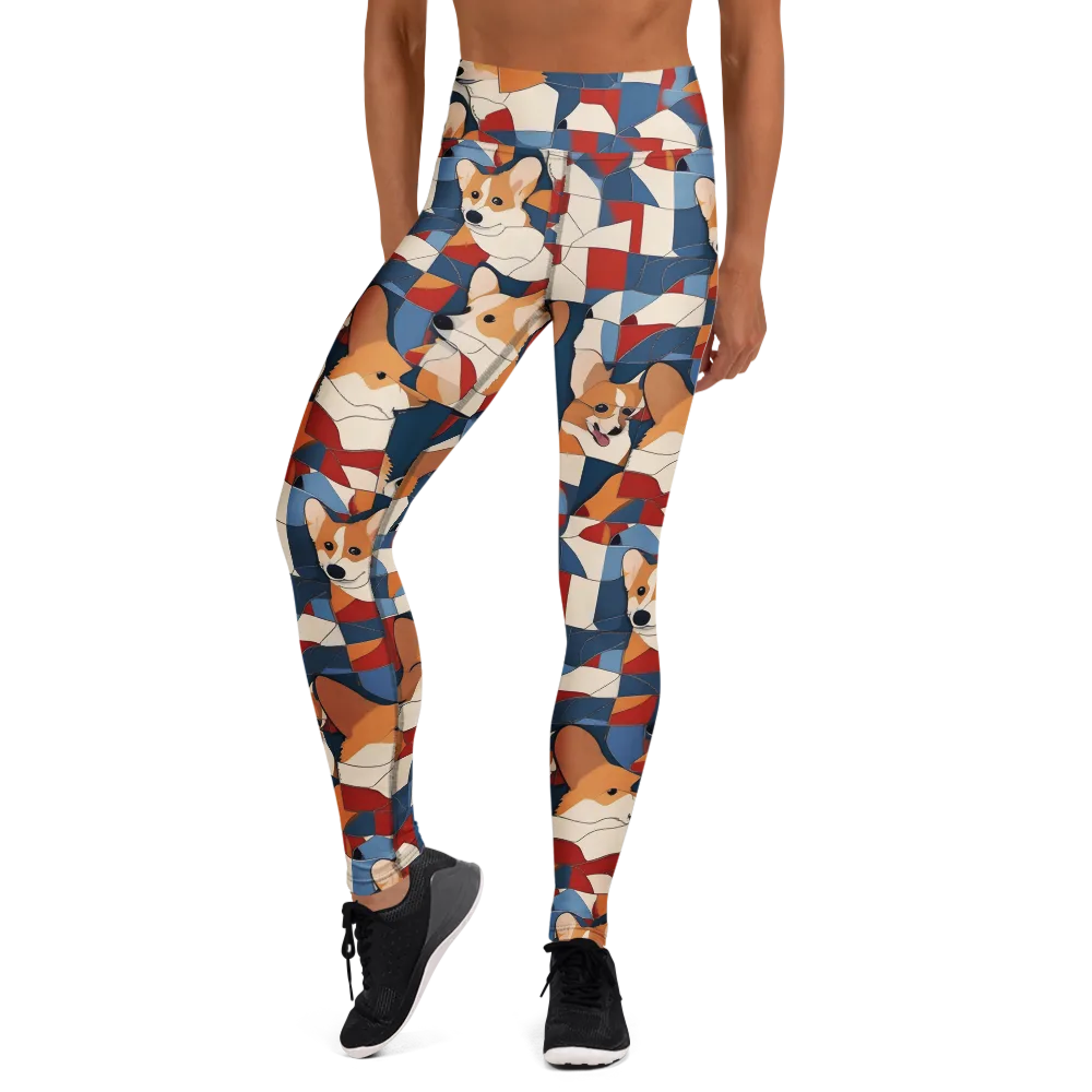Corgi Color Theory on Yoga Leggings — Front